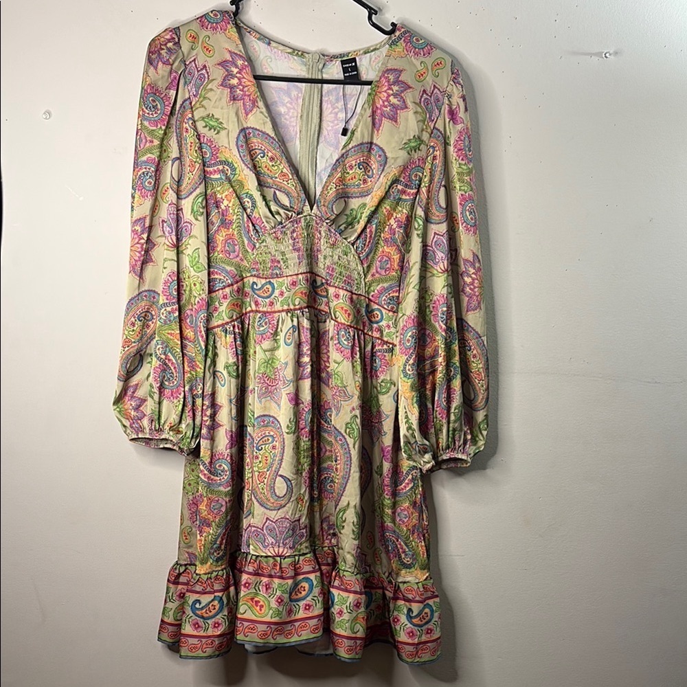 SHEIN Multicolor Paisley Long Sleeve Dress